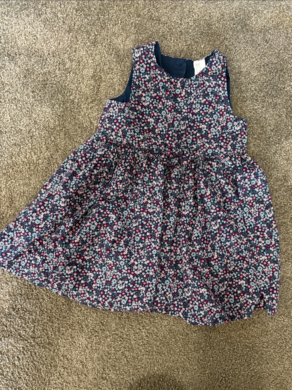 H&M Navy Floral Print Sleeveless Dress - Pink & White Flowers